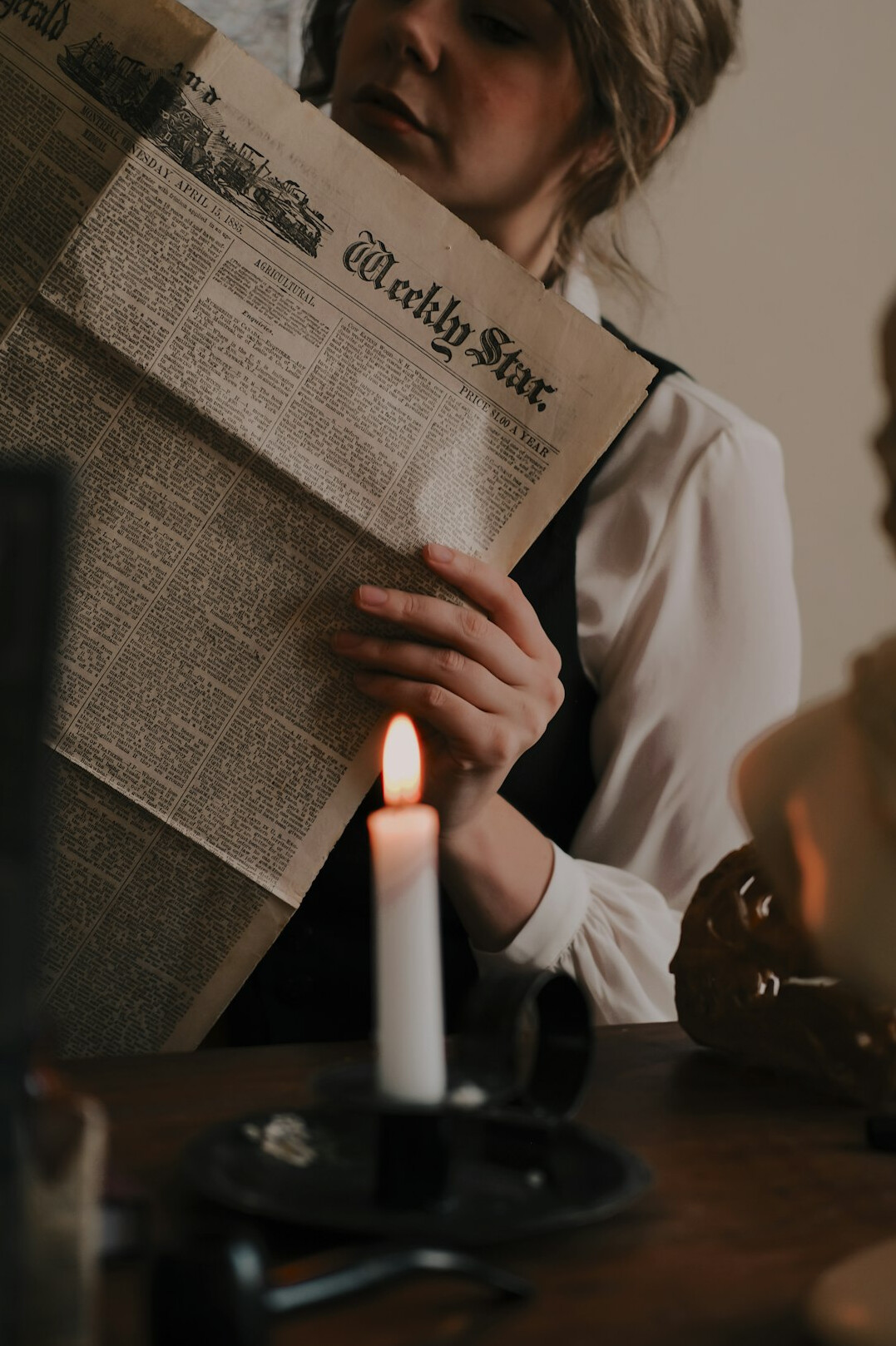 woman reading old letter